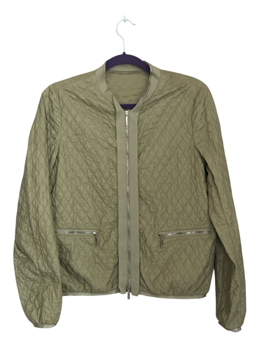 Moncler Eliane Giubbotto Quilted Lightweight Jacket Beige Size 2 Medium